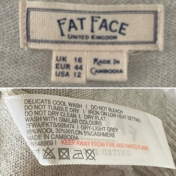 FatFace Oatmeal Knit Open Front Long Cardigan Women's Size 12 Edge To Edge Comfy - Picture 13 of 15